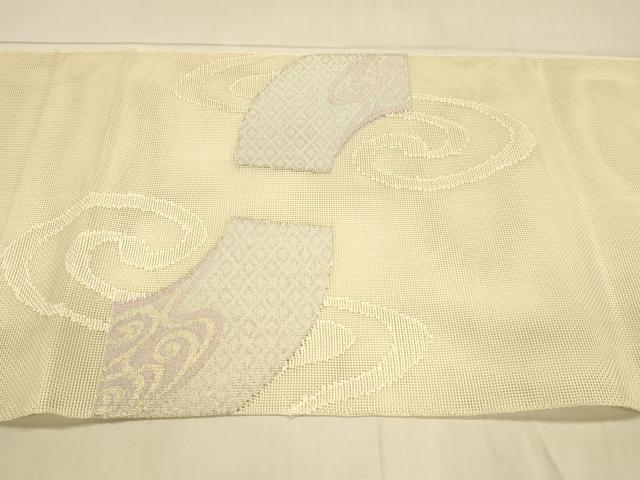 平和屋着物*夏物 太鼓柄袋帯 地紙流水文 銀糸 正絹 逸品 DAAT1888cm