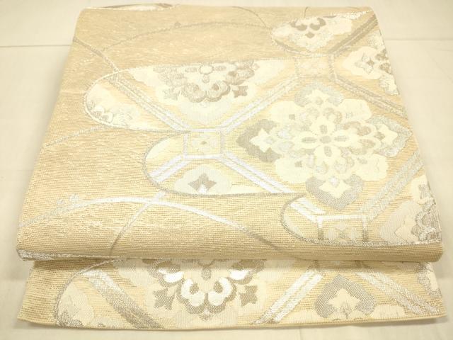 平和屋着物*夏物 六通柄袋帯 蜀江花文 銀糸 正絹 逸品 DAAT1904cm