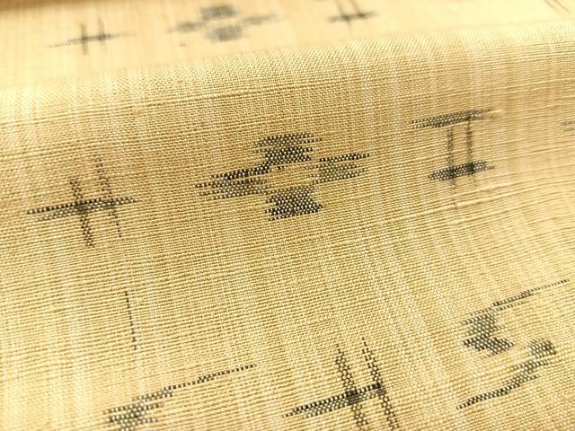 平和屋着物▽上質な紬 単衣 琉球絣文様 正絹 逸品 BAAT9014yc