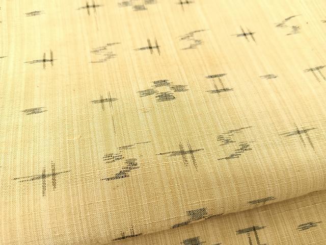 平和屋着物▽上質な紬 単衣 琉球絣文様 正絹 逸品 BAAT9014yc