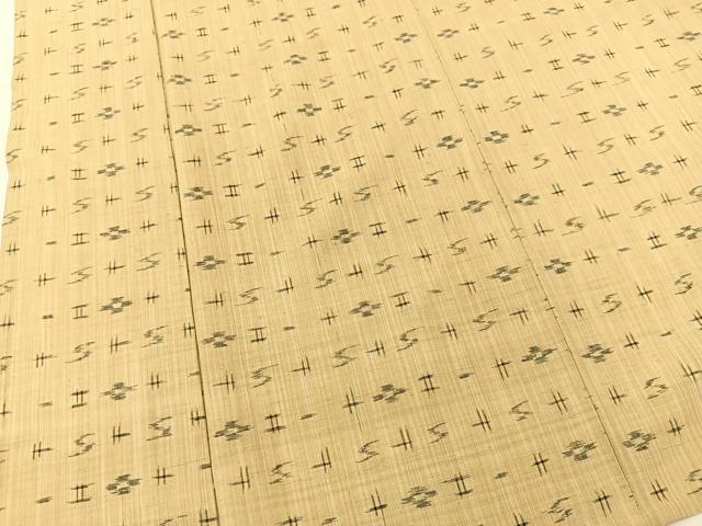 平和屋着物▽上質な紬 単衣 琉球絣文様 正絹 逸品 BAAT9014yc