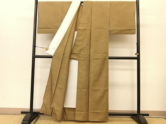 平和屋着物▽上質な紬 単衣 雲重ね文様 正絹 逸品 BAAT9013yc
