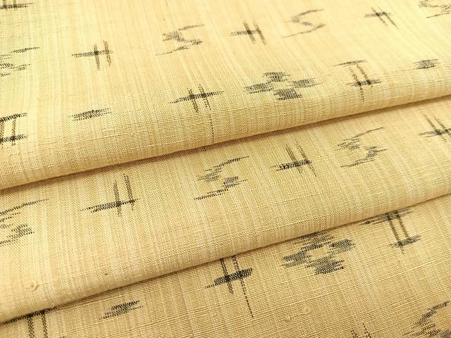 平和屋着物▽上質な紬 単衣 琉球絣文様 正絹 逸品 BAAT9014yc