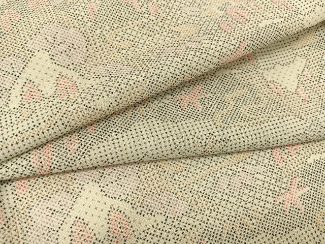 平和屋着物▽お召 単衣 風景草花文 BAAT9021yc