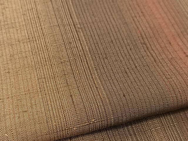 平和屋着物▽珈琲染紬 単衣 間道 反端付き 正絹 逸品 BAAT9029yc