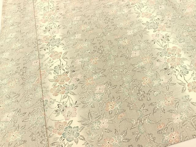 平和屋着物▽上質な紬 単衣 草花間道 正絹 逸品 BAAT9036yc