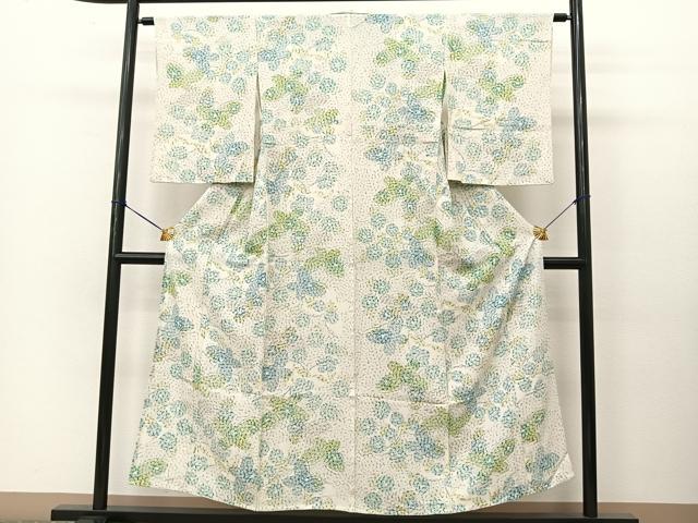 平和屋着物▽上質な小紋 単衣 花蝶文 西武百貨店扱い 正絹 逸品 BAAT9043yc