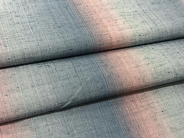 平和屋着物▽珈琲染紬 単衣 霞文 正絹 逸品 BAAT9057yc