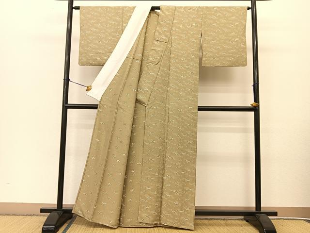 平和屋着物▽上質な小紋 単衣 源氏車青海波花文 正絹 逸品 BAAT9081yc