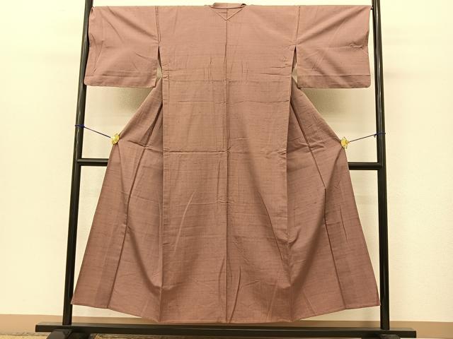 平和屋着物▽上質な紬 単衣 色無地 鴇浅葱色 正絹 逸品 BAAT9073yc
