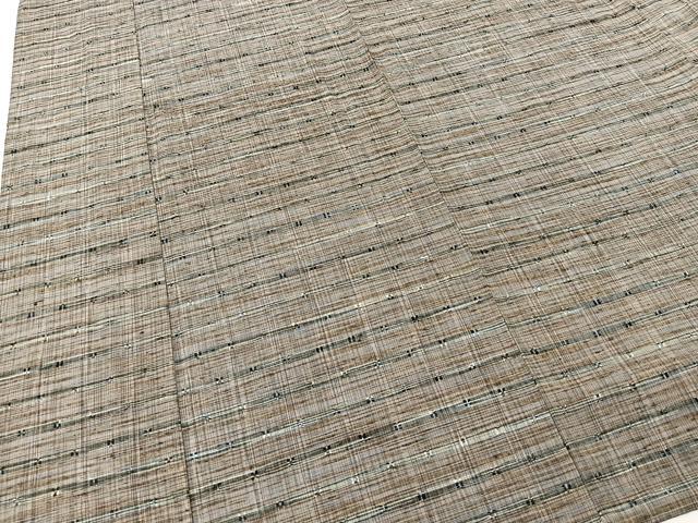 平和屋着物▽上質な紬 単衣 横段文 正絹 逸品 BAAT9085yc