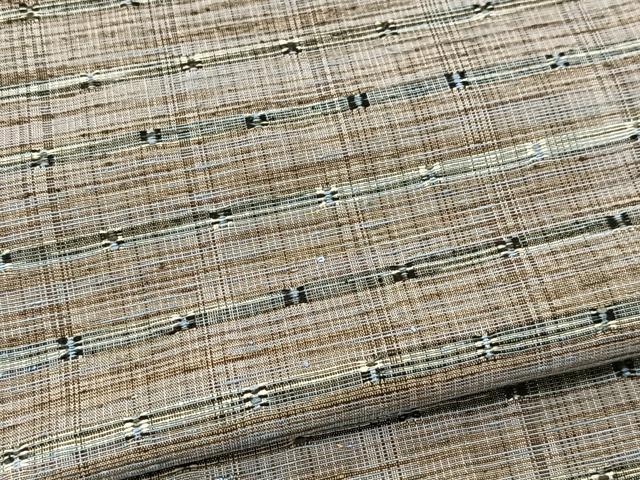 平和屋着物▽上質な紬 単衣 横段文 正絹 逸品 BAAT9085yc