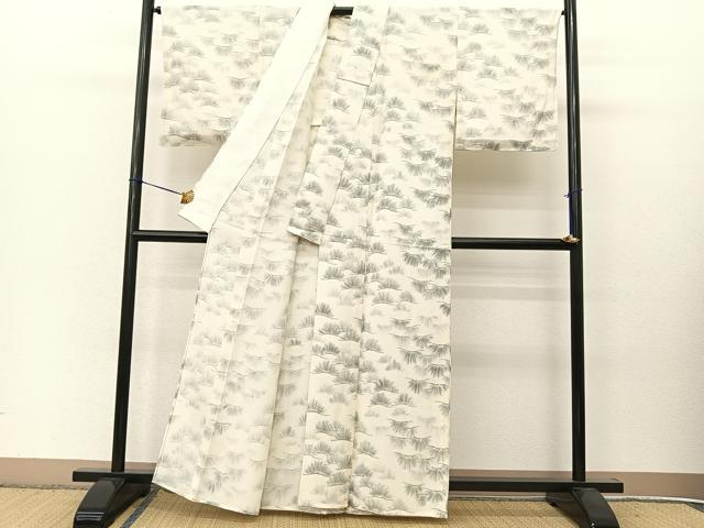 平和屋着物▽上質な小紋 単衣 若松葉 正絹 逸品 BAAT9098yc