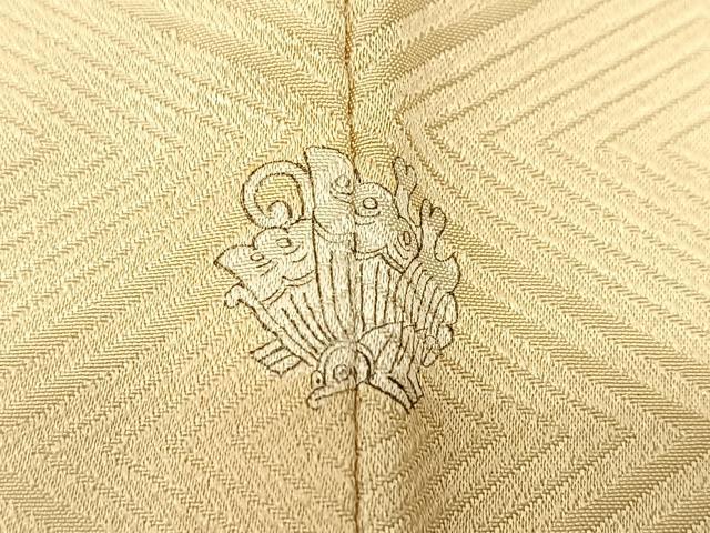 平和屋着物▽上質な色無地 単衣 入子菱地紋 鳥の子色 正絹 逸品 BAAT9113yc