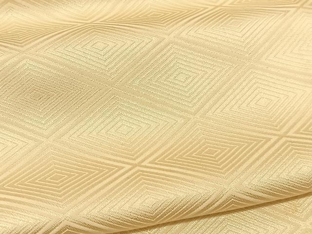 平和屋着物▽上質な色無地 単衣 入子菱地紋 鳥の子色 正絹 逸品 BAAT9113yc