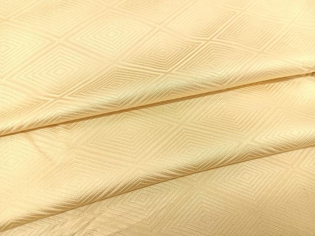 平和屋着物▽上質な色無地 単衣 入子菱地紋 鳥の子色 正絹 逸品 BAAT9113yc