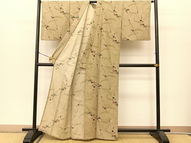 平和屋着物▽小紋 単衣 蔦の葉文 洗える着物 BAAT9115yc