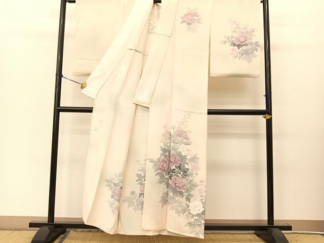 平和屋着物▽巨匠 前田華清 手描き 訪問着 単衣 手描き 草花文 暈し染め 正絹 逸品 BAAT9112yc