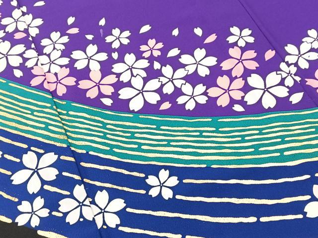 平和屋着物▽訪問着 単衣 桜散らし 金彩 洗える着物 BAAT9123yc
