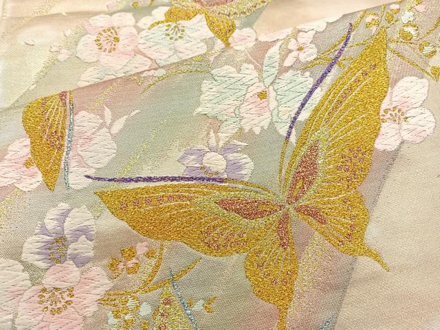 平和屋着物◎六通柄袋帯 唐織 花鳥文 金銀糸 鈴乃屋扱い 正絹 逸品 BAAT5777xa