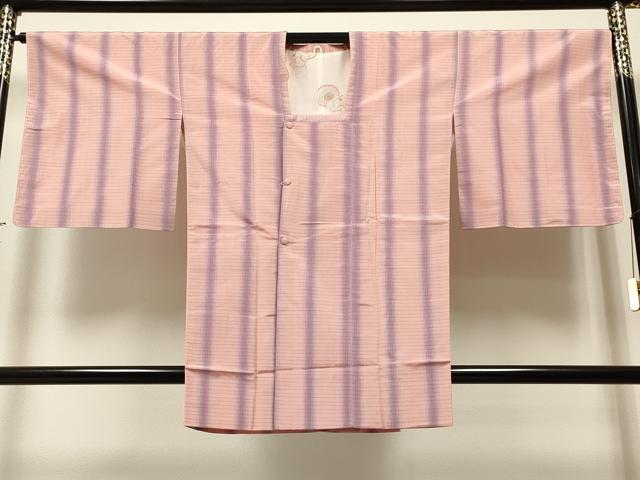 平和屋着物∞道行コート 紬地 格子柄 ロング丈 正絹 逸品 未使用 CAAR9156id