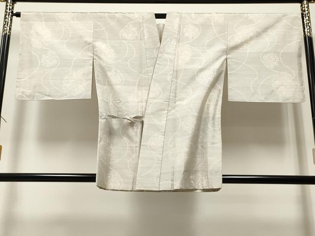 平和屋着物#本場大島紬 白大島 道中着 舞花文 正絹 逸品 CAAR9160id