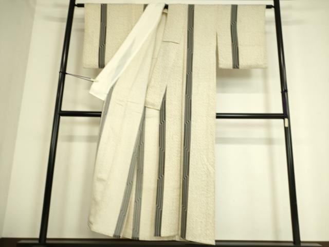 平和屋着物▽上質なお召 単衣 間道 正絹 逸品 DAAS0696az