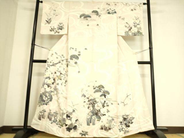 平和屋着物▽訪問着 単衣 駒刺繍 流水吉祥花文 金彩 ますいわ屋扱い 正絹 逸品 DAAS0715az