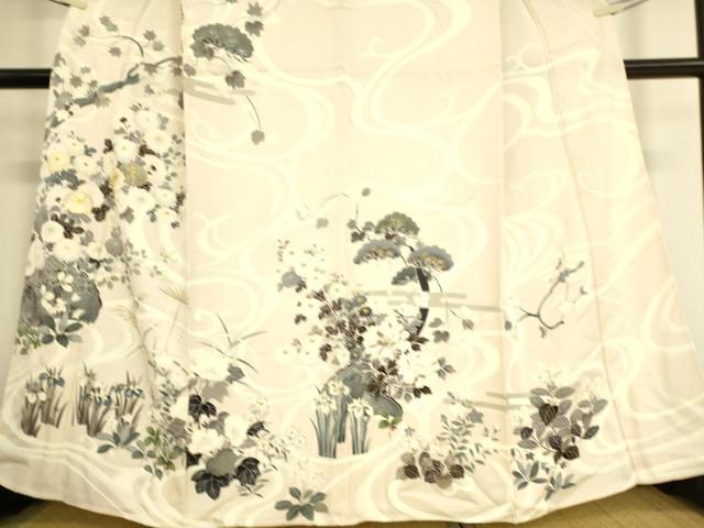 平和屋着物▽訪問着 単衣 駒刺繍 流水吉祥花文 金彩 ますいわ屋扱い 正絹 逸品 DAAS0715az