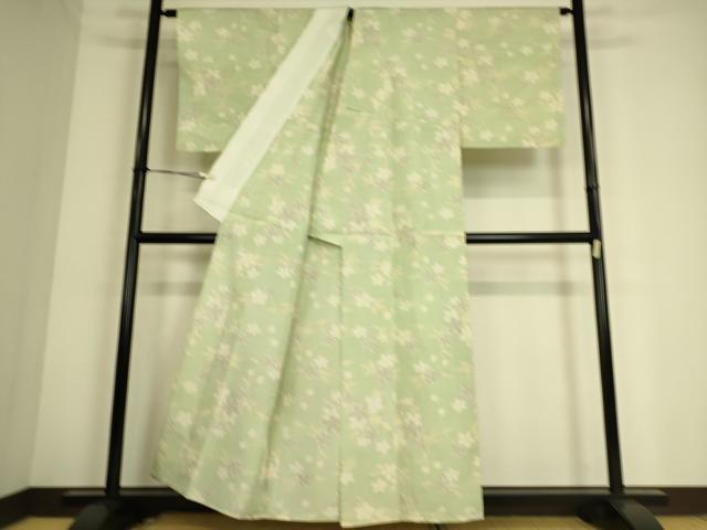 平和屋着物▽上質な紬 単衣 草花文 正絹 逸品 DAAS0740az
