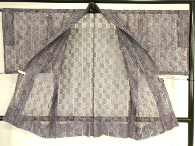 平和屋着物▽道中着 スリーシーズン 春夏秋 塵除け 市松文 リボン織 正絹 逸品 DAAS0750az