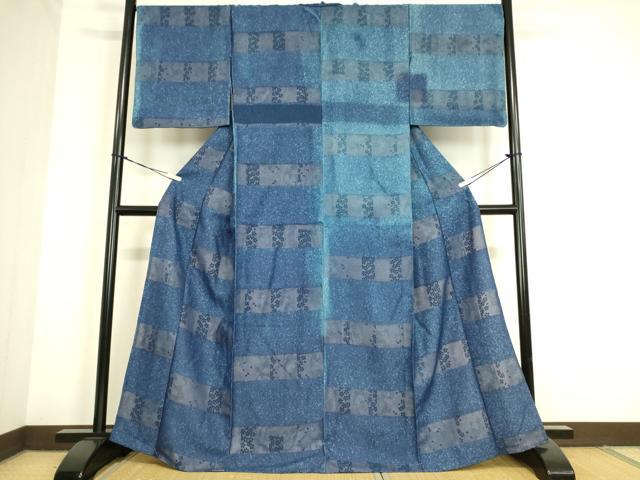 平和屋着物▽上質な小紋 袷 横段文紗 舞桜 正絹 逸品 DAAS0761az