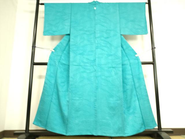 平和屋着物▽上質な色無地 単衣 零れ松葉地紋 浅葱色 正絹 逸品 DAAS0770az