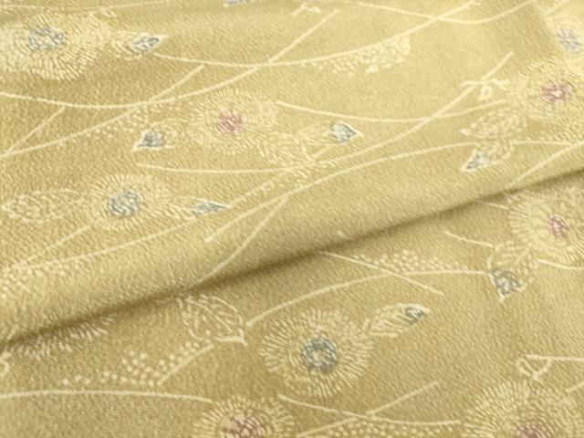 平和屋着物▽上質な小紋 単衣 型染め 草花文 鬼しぼ縮緬 正絹 逸品 DAAS0779az
