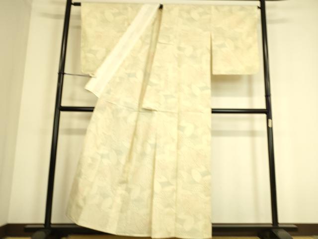 平和屋着物▽上質な紬 単衣 幾何学文 正絹 逸品 DAAS0809az