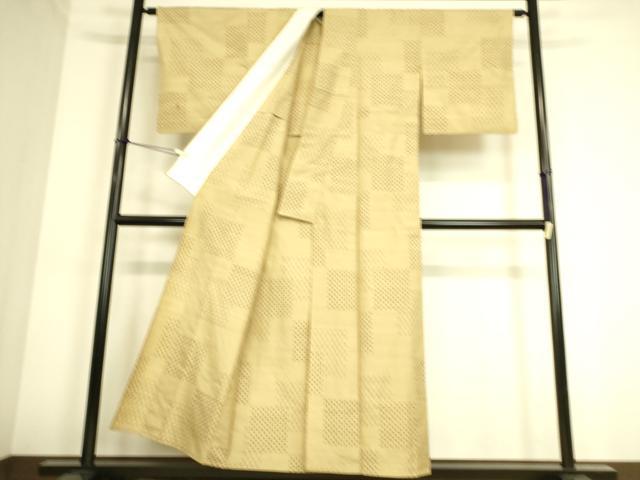 平和屋着物▽越後小絣 紬 単衣 十字絣 根啓織物 反端付き 正絹 逸品 DAAS0806az