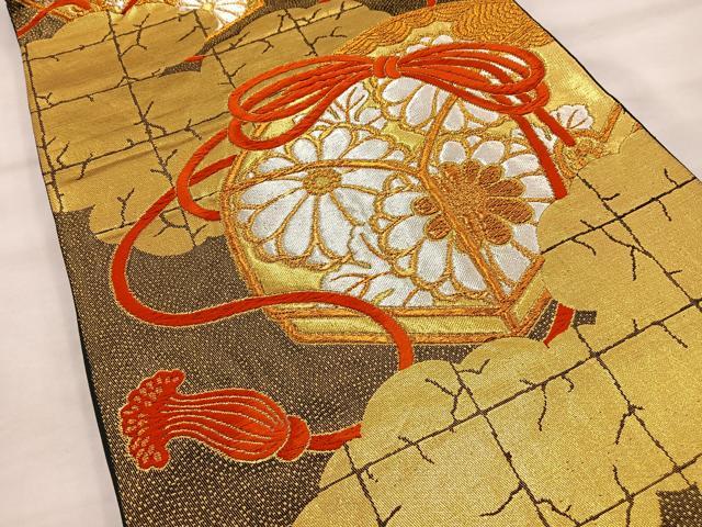 平和屋着物◎六通柄袋帯 唐織 草花文 金銀糸 やまとオリジナル 正絹 逸品 BAAT4577wb