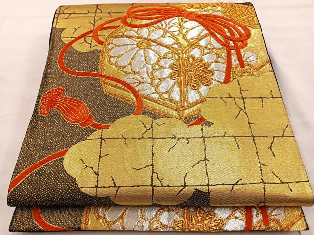 平和屋着物◎六通柄袋帯 唐織 草花文 金銀糸 やまとオリジナル 正絹 逸品 BAAT4577wb