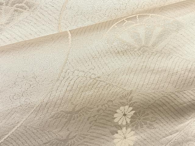 平和屋着物◎両面 六通柄袋帯 花鳥文 銀糸 正絹 逸品 BAAT4595wb