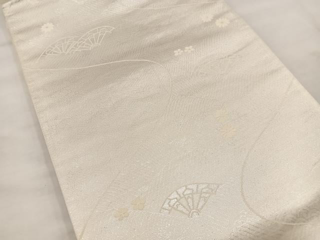 平和屋着物◎両面 六通柄袋帯 花鳥文 銀糸 正絹 逸品 BAAT4595wb