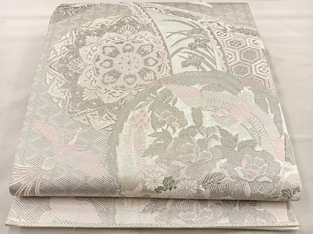 平和屋着物◎六通柄袋帯 唐織 花鳥文 金銀糸 正絹 逸品 BAAT9283wb