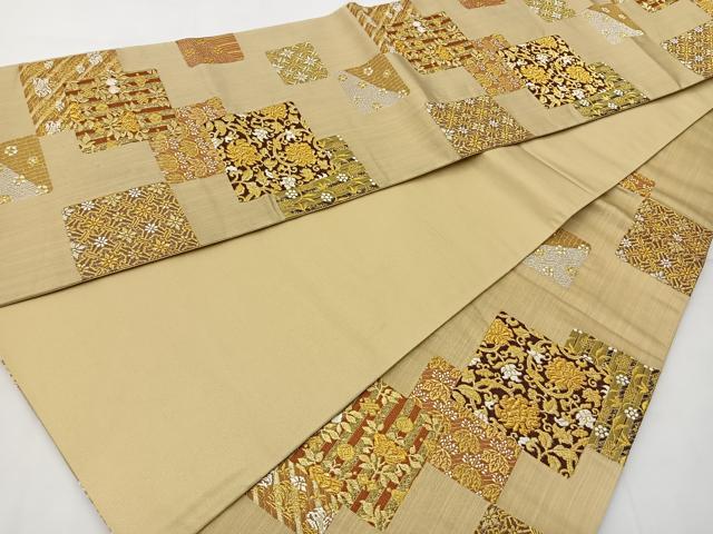 平和屋着物◎六通柄袋帯 唐織 三寶 金糸 正絹 逸品 BAAT6245ea
