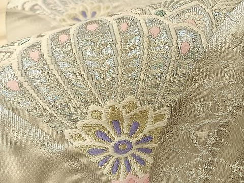 平和屋着物◎六通柄袋帯 唐織 孔雀羽青海波 金銀糸 正絹 逸品 BAAT7618ow