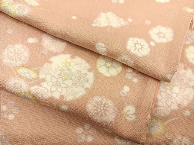 平和屋着物●上質な小紋 雪輪花蝶文 正絹 逸品 BAAT8736hv