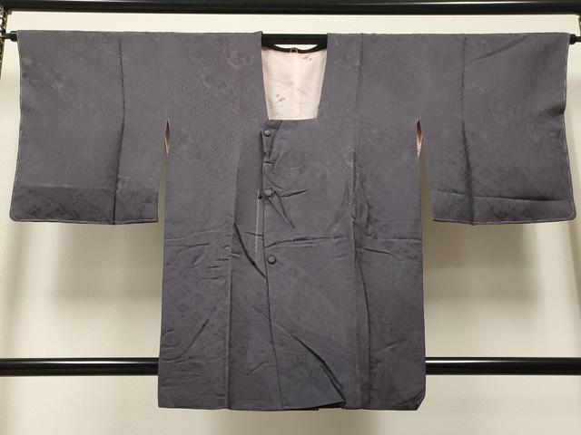 平和屋着物#道行コート 花唐草地紋 濃鼠色 正絹 逸品 未使用 CAAT5625id