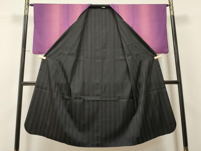 平和屋着物#道行コート 雨コート リバーシブル 霞文 黒地 ロング丈 正絹 逸品 CABA3446ua