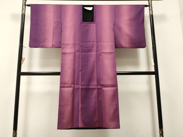 平和屋着物#道行コート 雨コート リバーシブル 霞文 黒地 ロング丈 正絹 逸品 CABA3446ua