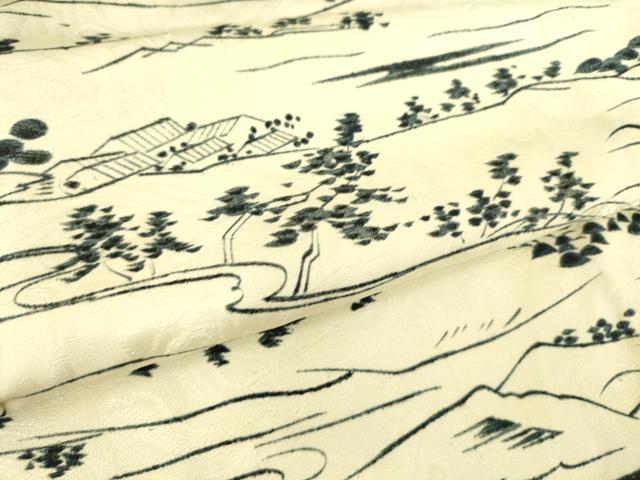平和屋着物▽上質な小紋 単衣 流水風景文 正絹 逸品 未使用 DAAS0917az