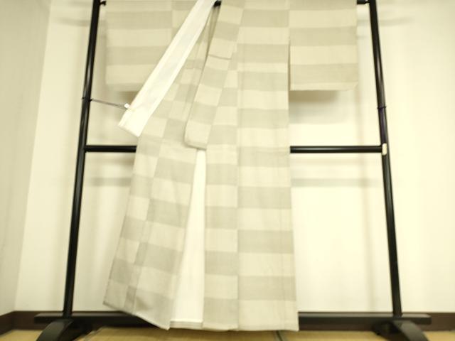 平和屋着物▽本塩沢 単衣 横段文 110亀甲 正絹 逸品 DAAS0943az
