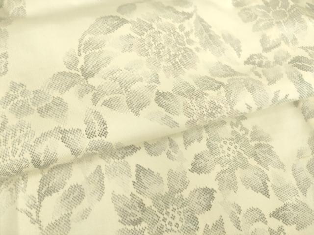 平和屋着物▽本場大島紬 白大島 9マルキ 単衣 草花文 正絹 逸品 DAAS0935az